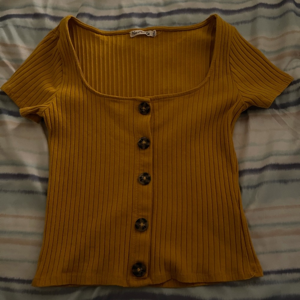 Yellow semi crop shirt